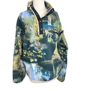 Columbia Helvetia Green and Blue Half Snap Fleece Jacket